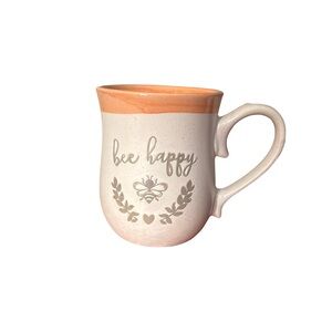 Bee Happy Ceramic Mug - Orange and Cream